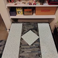 Custom Wood Coffee Table With Glass Tiled Top