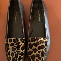 Enzo Angiolini Leather Leopard 🐆 & Brown Slippers size 8 1/2 M
