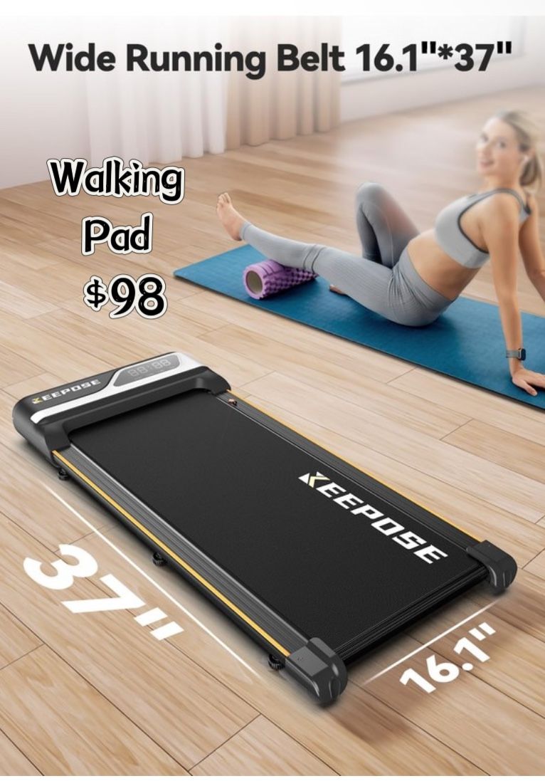 😀 KEEPOSE Walking Pad, 2.5 HP Under Desk Treadmill, Portable 2-in-1 for Home and Office, 265 Lbs Capacity, Remote Control$98