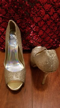 Gold Glitter Heels size 8