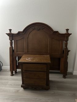 Bed frame with two night stands