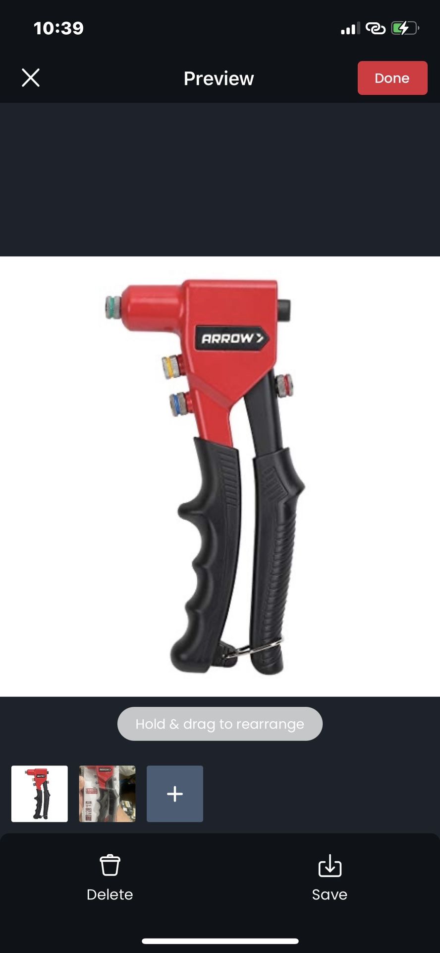 Arrow One-Handed Rivet Tool Manual Riveter RT187M 
