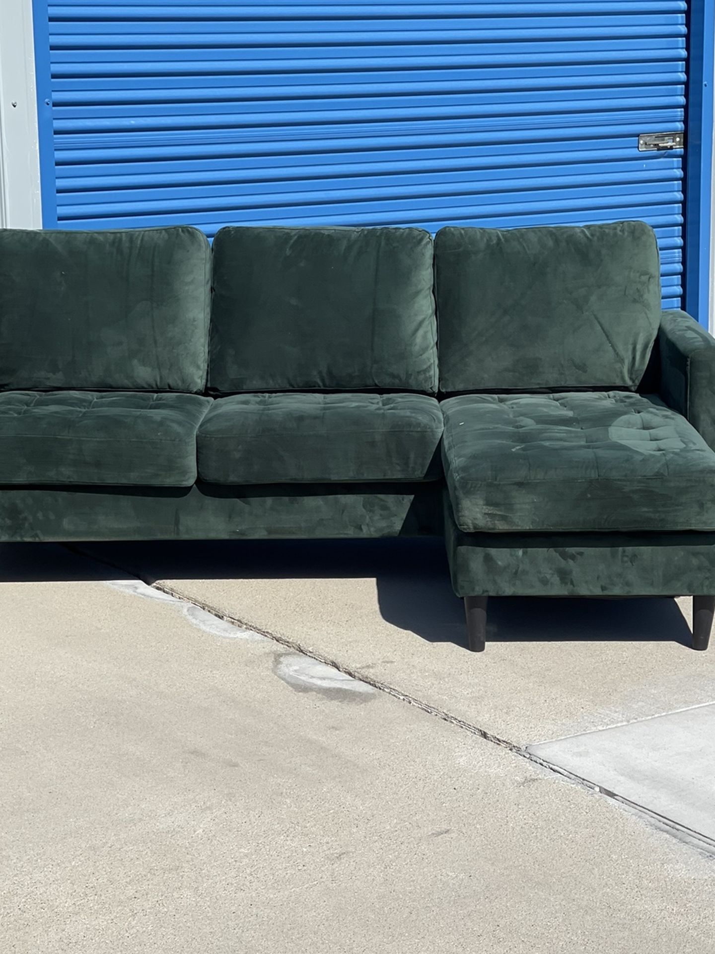 Beautiful Green Velvet Sectional, Floor Model