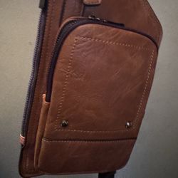 Large Sling Bag for Women Men Faux Leather Crossbody Fanny Packs Purse Backpack Trendy Shoulder Handbag Travel