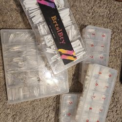 Acrylic half and full nails clear and white tip.