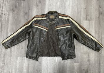 Arizona Jean Co Faux Leather Cafe Racer Jacket Size Large (A1D029879)