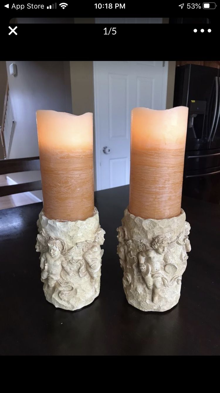 Cherub candle holders and battery operated candles