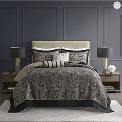 Madison Park Whitman 5 Piece Reversible Jacquard Bedspread Set, Queen