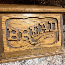 Oak Vintage Bread Box 