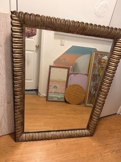 Z Gallerie Large Gold Scalloped Fluted Frame Mirror 36”inch x48 “ inch