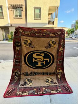 Vintage SF 49ers Woven Tapestry Blanket