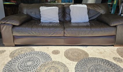 Espresso Brown Leather Couch