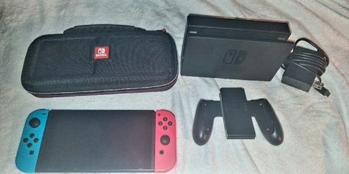 Nintendo Switch V2 Console Bundle w/ Dock, Cables & Travel Case