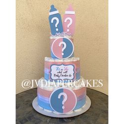 Three Tiers Gender Reveal Diaper Cake Great For Parties And Decoration