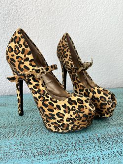 5.5 Leopard & Spiked Black Heels