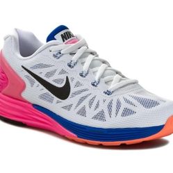 Nike Lunarglide 6 White Black Hyper Pink Hyper Cobalt Asphalt SIZE 9.5