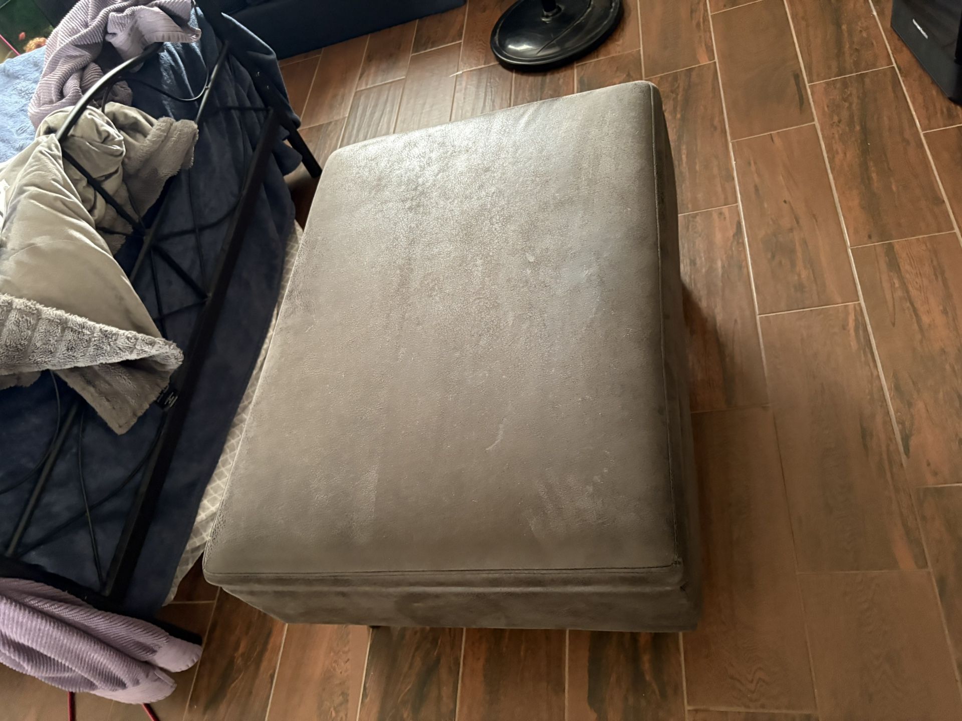 SIMPLIHOME Owen 34 inch Wide Mid Century Modern Rectangle Coffee Table Storage Ottoman in Distressed Black Vegan Faux Leather