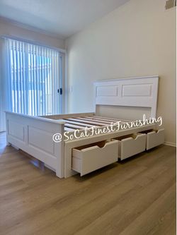 Queen bed with drawers