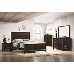3 PC PANEL BEDROOM SET- FULL BED, CHEST, NIGHTSTAND-$49 DOWN NO CREDIT NEEDED!!!