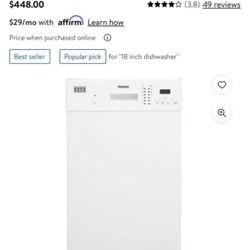 Danby DDW1804EW 18 Inch Built In Full Console Dishwasher