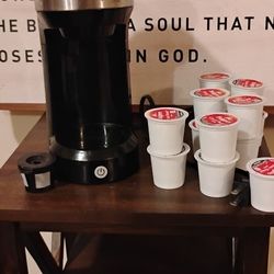 $15 + FREE TOASTER great deal! great find! 
Chefstyle Personal Coffee Maker - Black
(Folgers K-cups included free)