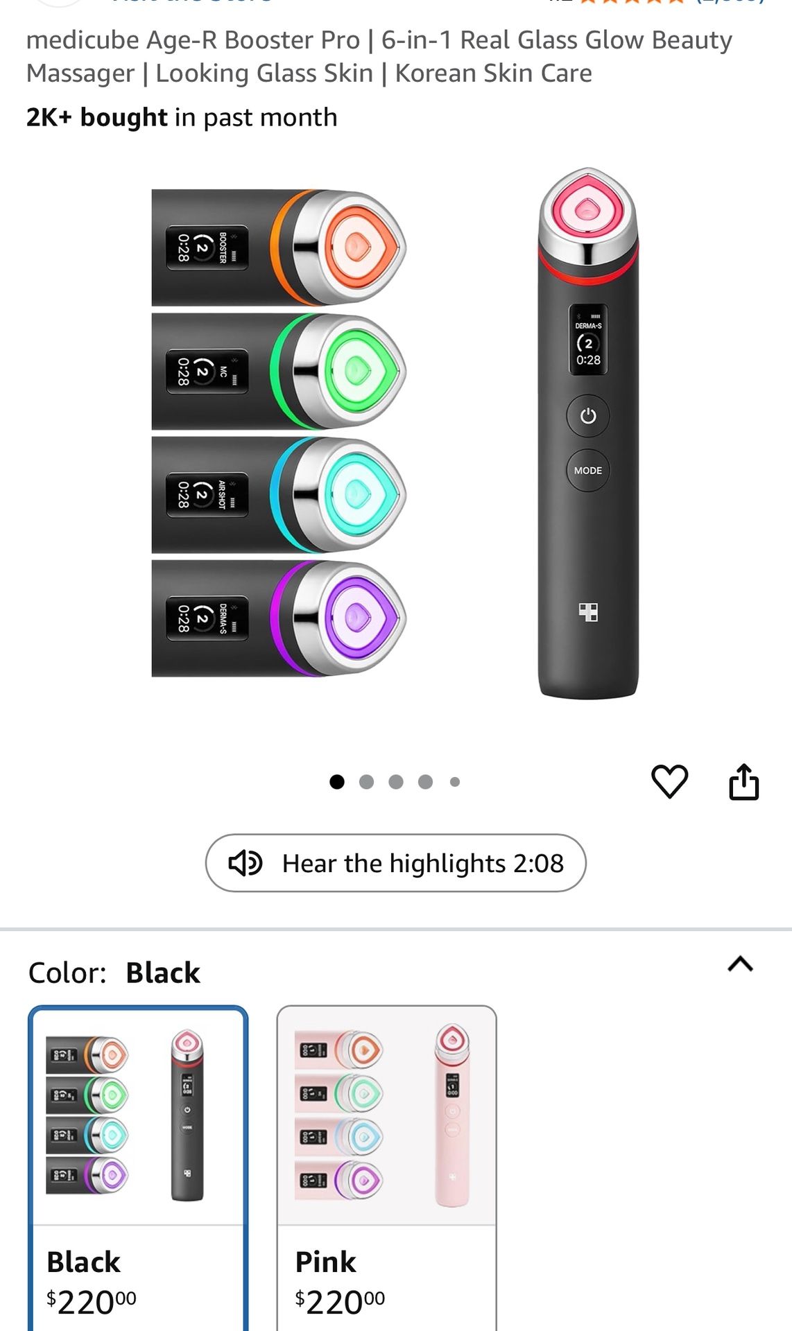 medicube Age-R Booster Pro | 6-in-1 Real Glass Glow Beauty Massager | Looking Glass Skin | Korean Skin Care