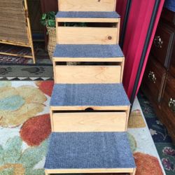 5-step wooden Stairs, sturdy - 28H x 38L x 13W 