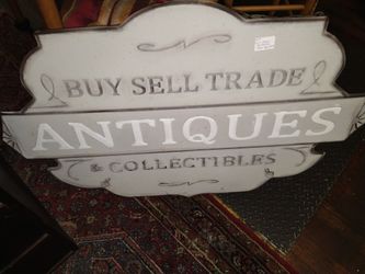 Antiques and more metal sign
