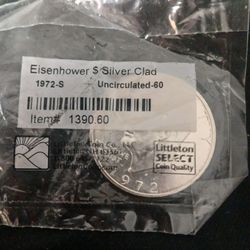 1972  Uncirculated S Clad Eisenhower  One Dollar Coin