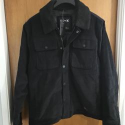 Men's Hurley Jacket Corduroy XL Black Sherpa 