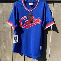 Chicago Cubs Mitchell & Ness 90’s Style Blue MLB Batting Practice NWT Jersey - L
