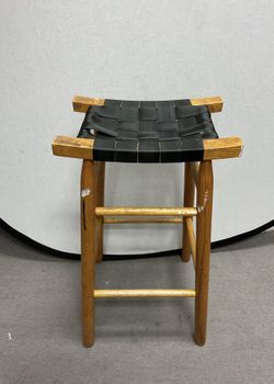 Backless Wooden Canvas Woven Stool 