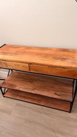 Industrial Wood and Metal TV Stand living room side table