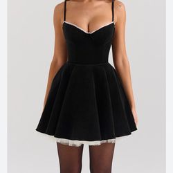 House of CB Black Lace Trim Dress