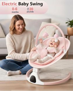 Baby Swing for Infants, Infant Swing with 5 Swing Speed, Built-in Soothe Melodies, 5-Point Harness, Electric Infant Swing with Bluetooth for Indoor & 