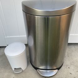 Simplehuman 60L 13 Gal Semi-Round Step Trash Can Brushed Stainless Steel + Mini Can