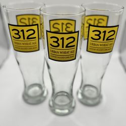 (3) Goose Island 312 Urban Wheat Ale branded beer glasses. 8.25"