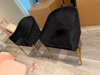 Two black and gold chairs