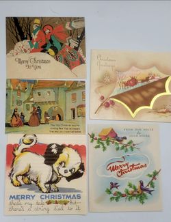 5 Antique christmas cards
