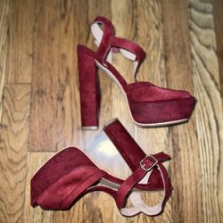 Cathy Jean Red Velvet Heels Size 7 