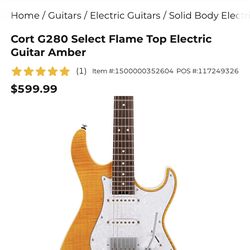 Cort G20 Select Flame Top Electric Guitar  Amber