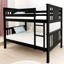 TWIN OVER TWIN WOOD BUNK BED 🖤🤍🖤🤍