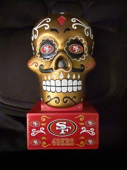 San Francisco 49er sugar skull piggy bank