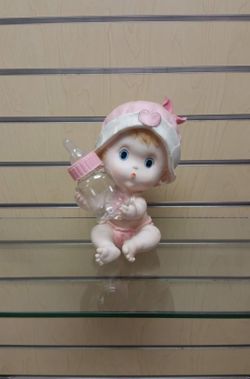 Baby Girl Figurine & Bottle pacifier - $12.99 ( NEW ) pink, blue