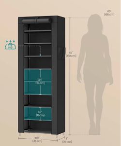 SONGMICS 10-Tier Shoe Rack Storage Cabinet for 20 Pairs w/ Cover - Black