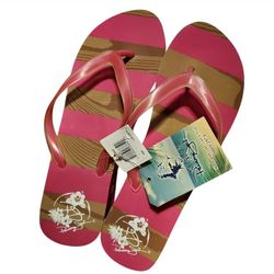 New Pannama Jack Pink Wedge Flip-Flops L (10-11)