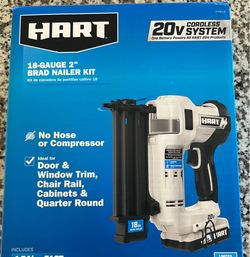 Brand New Hart 18-Gauge 2” Brad Nailer Kit 20V cordless system tool only no battery or charger