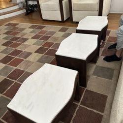 Set Of 3 Custom Marble Side Tables in excellent condition