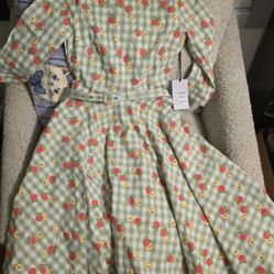 Unique Vintage Peach & Gingham Dress