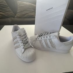 Adidas SuperStar Women Size 8 w/Swarovski Crystals 